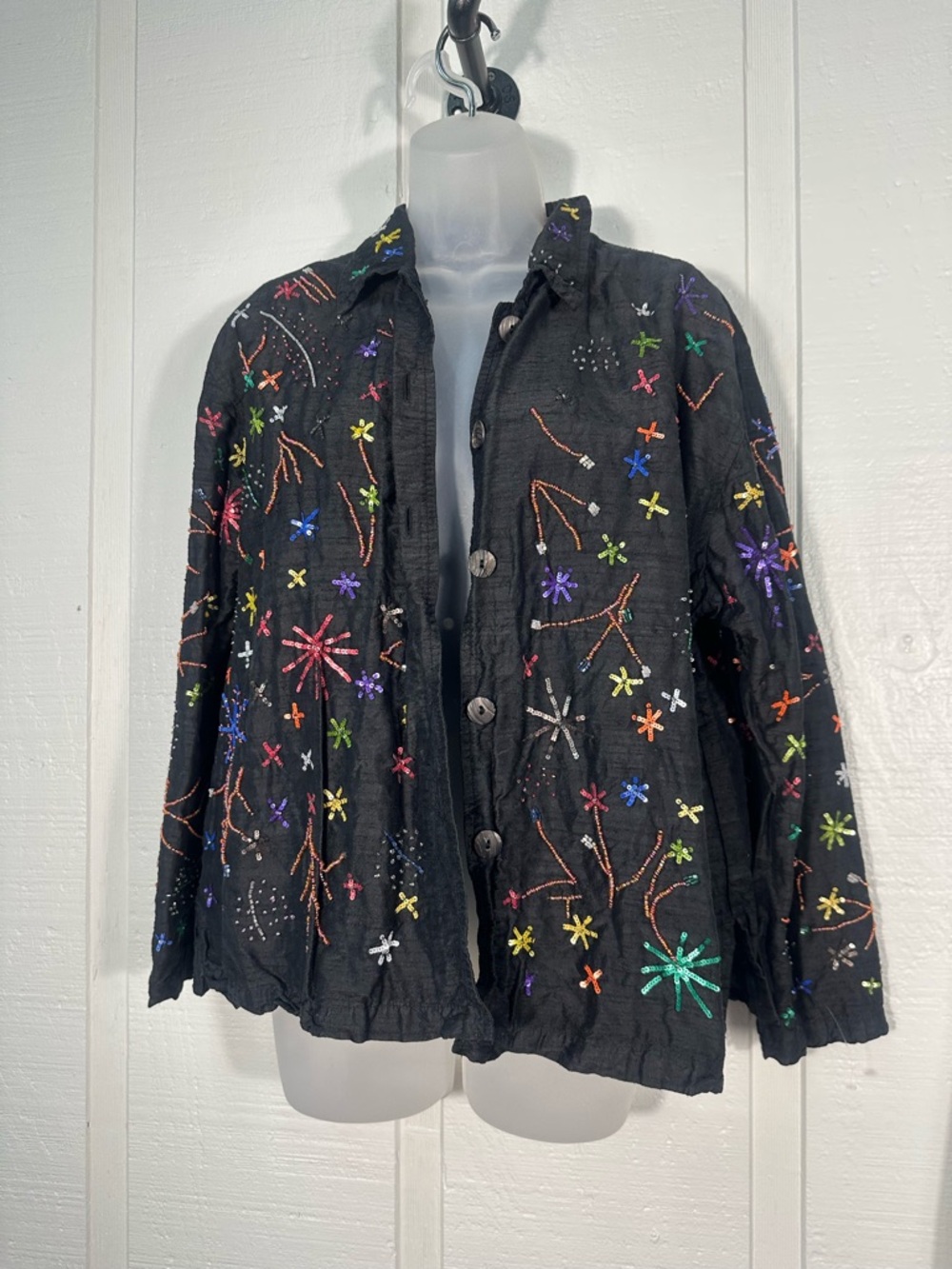 Chicos Design Black Sequin Jacket No Size EUC